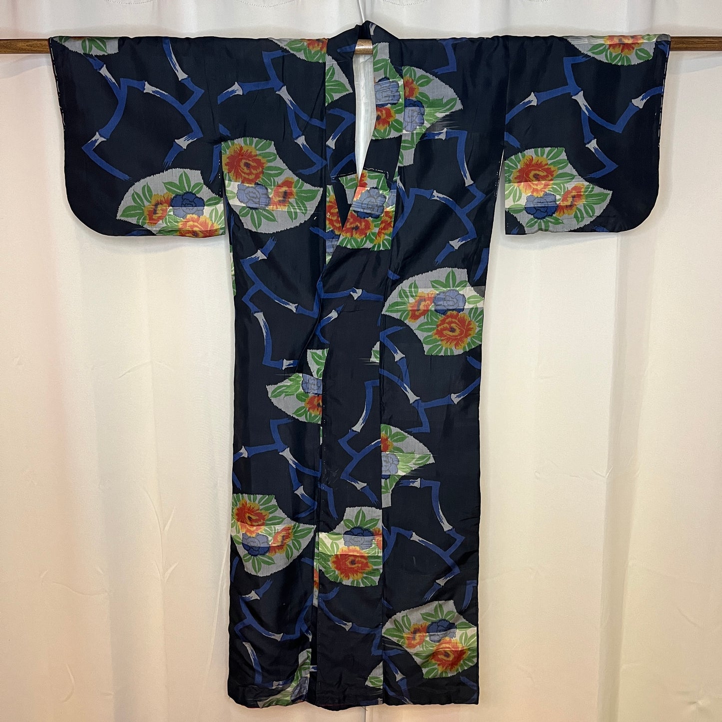 "Bamboo Peonies" Vintage Meisen Kimono