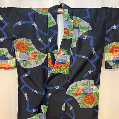 "Bamboo Peonies" Vintage Meisen Kimono