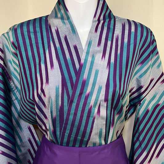 "Optical Illusion" Vintage Meisen Kimono