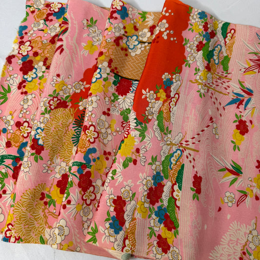 "Colorful Garden" Vintage Kimono Yardage