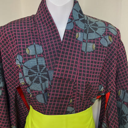 "Waterwheel Wonder" Vintage Meisen Kimono