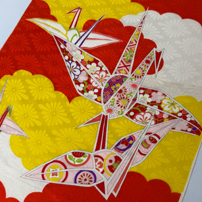 "Origami Cranes" Vintage Kimono Yardage