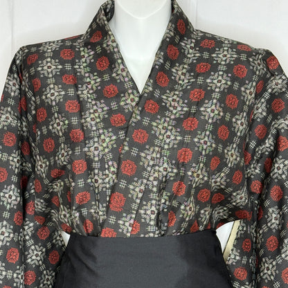 "Brick on Black" Japanique Robe