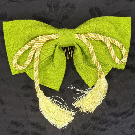 "Bright Green" Vintage Kanzashi Comb