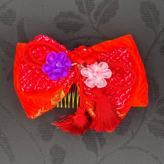 "Shibori Bow" Vintage Kanzashi Comb