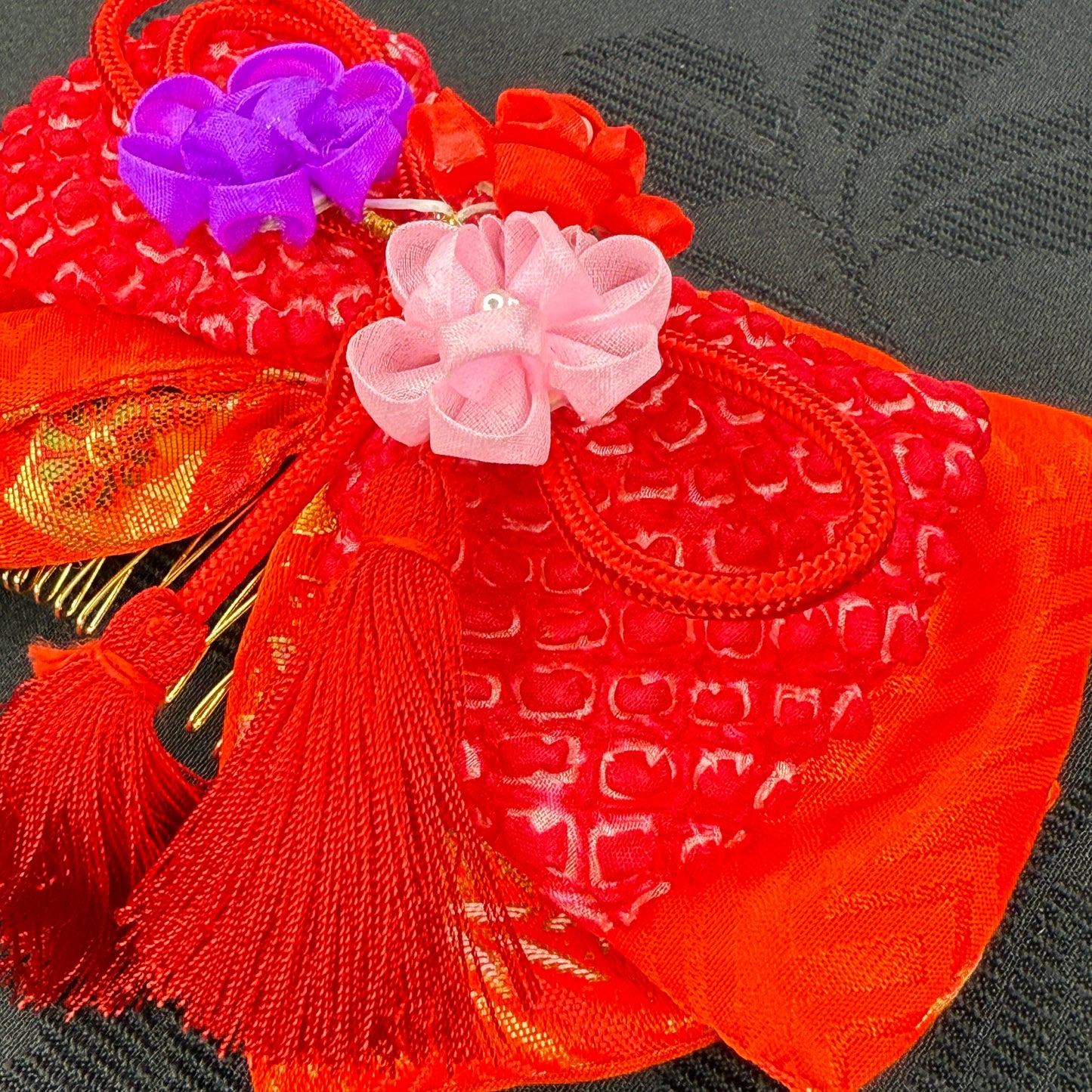 "Shibori Bow" Vintage Kanzashi Comb
