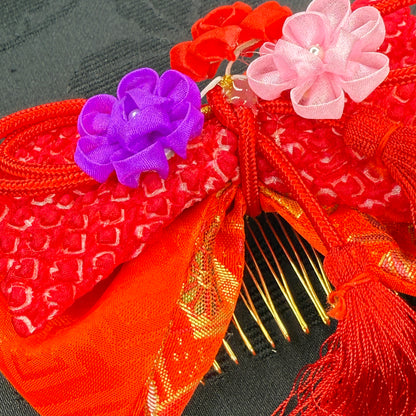 "Shibori Bow" Vintage Kanzashi Comb