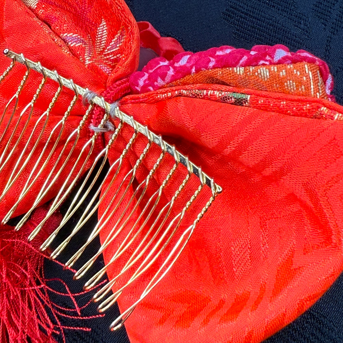 "Shibori Bow" Vintage Kanzashi Comb