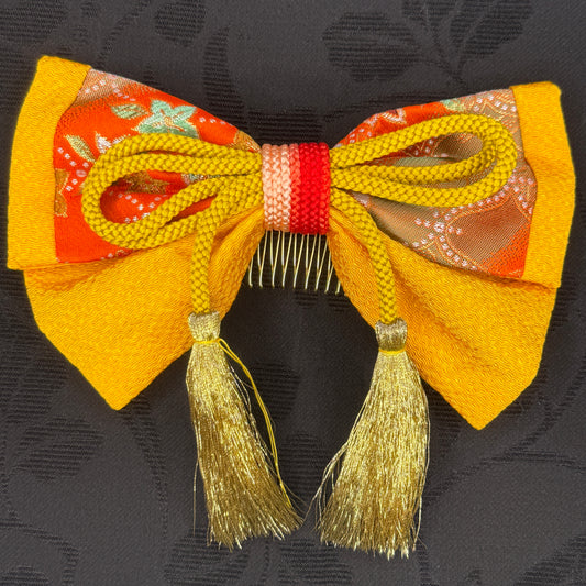 "Golden Bow" Vintage Kanzashi Comb