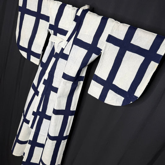 "Windowpane" Vintage Child's Yukata Kimono