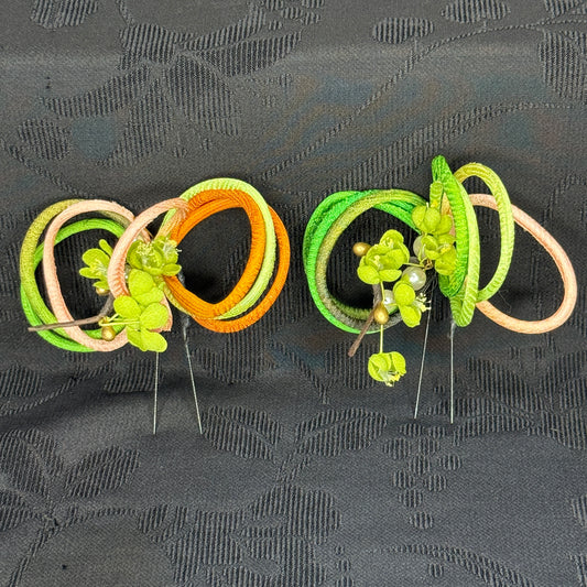 "Citrus Spiral" Vintage Kanzashi Hair Pins