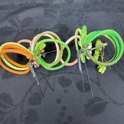 "Citrus Spiral" Vintage Kanzashi Hair Pins