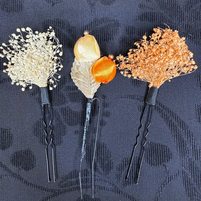 "Harvest Glow" Vintage Kanzashi Hair Pins