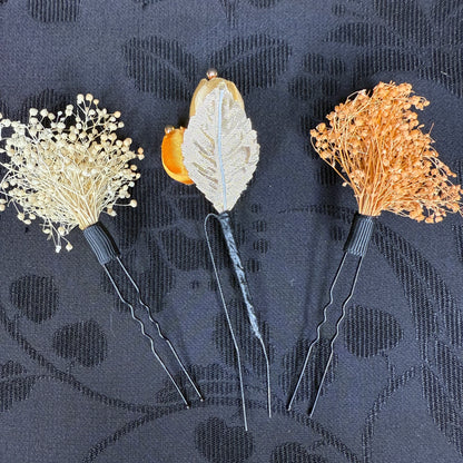 "Harvest Glow" Vintage Kanzashi Hair Pins