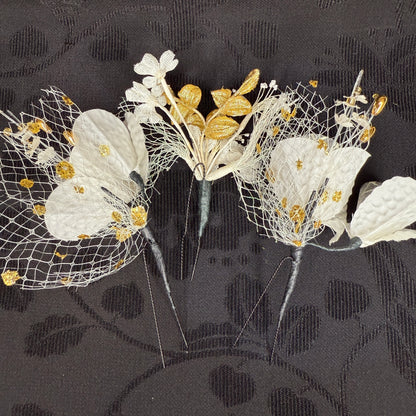 "Winter Bride" Vintage Kanzashi Hair Pins