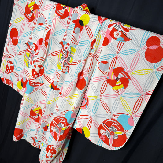 "Spinning Blossoms" Vintage Girl's Kimono