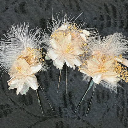 "Featherlight Elegy" Vintage Kanzashi Hair Pins