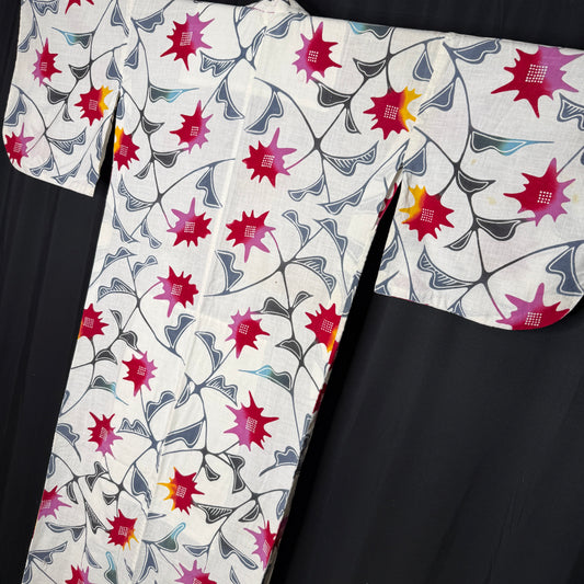 "Starburst Flowers" Vintage Teen Girl's Yukata Kimono