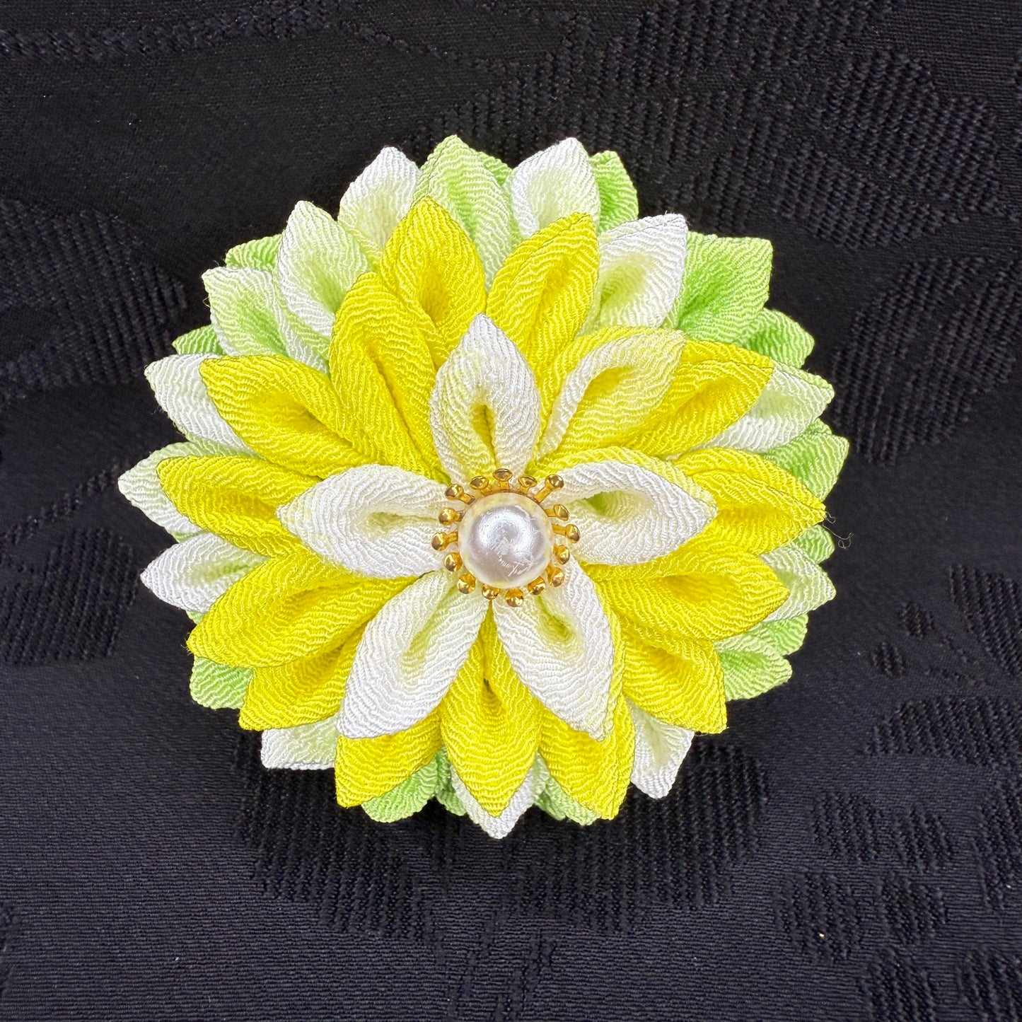 "Lemon Meringue" Vintage Kanzashi Hair Clip