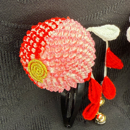 "Crimson Bells" Vintage Kanzashi Hair Clips