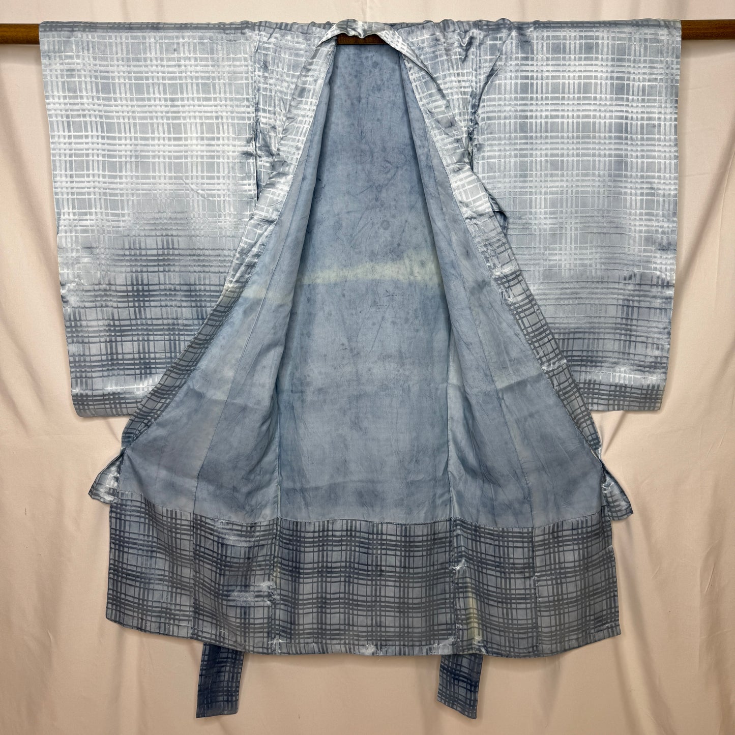 "Geometric Grid" Boy's Indigo Underkimono
