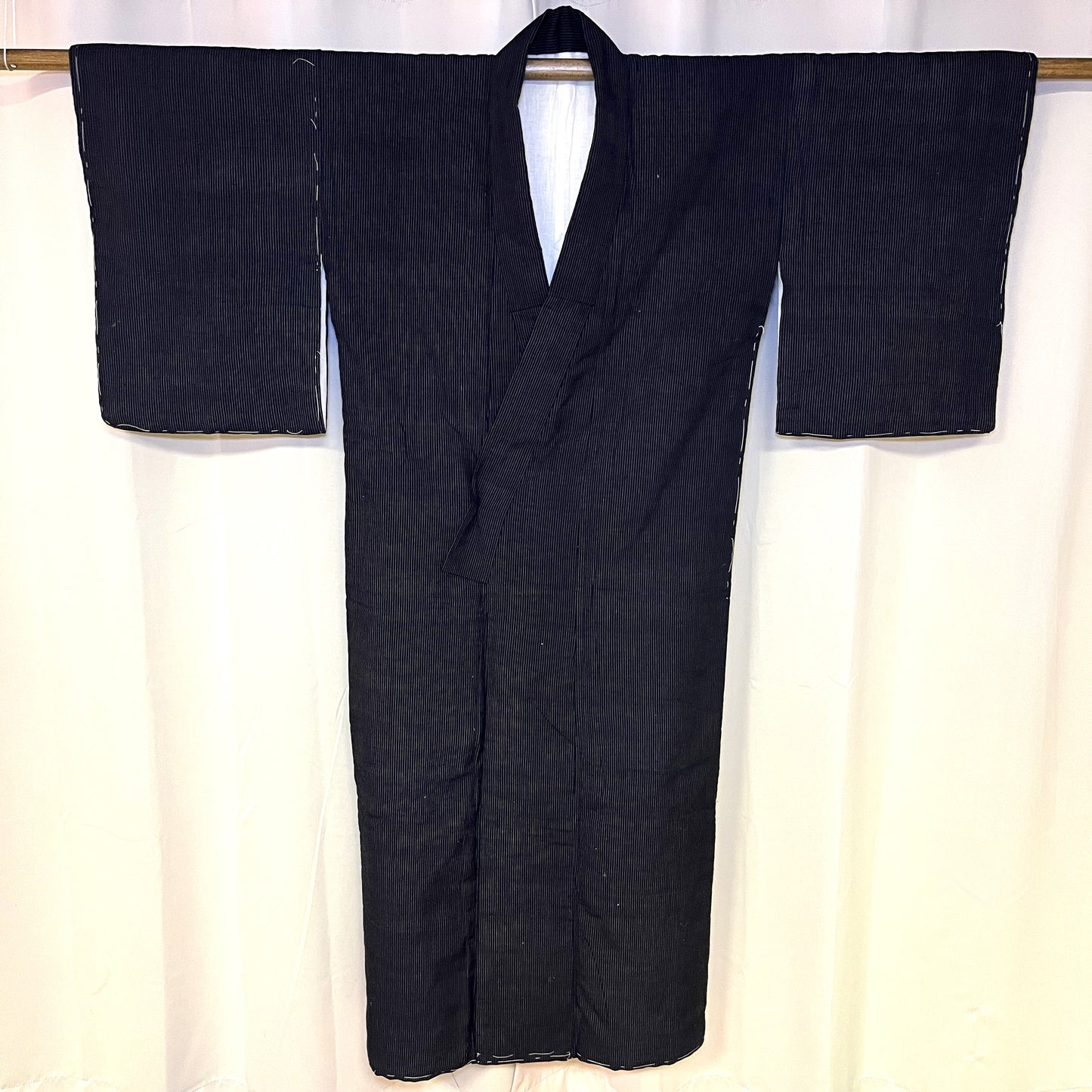 "Padded Pinstripes" Vintage Indigo Kimono