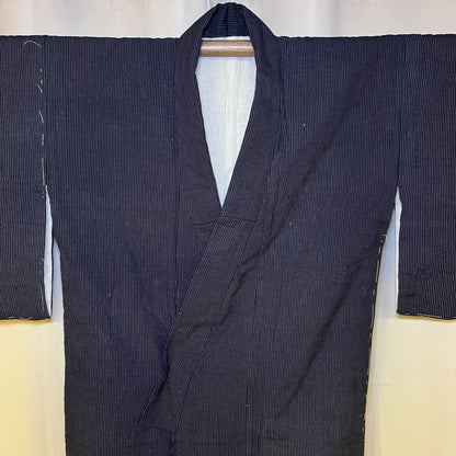 "Padded Pinstripes" Vintage Indigo Kimono