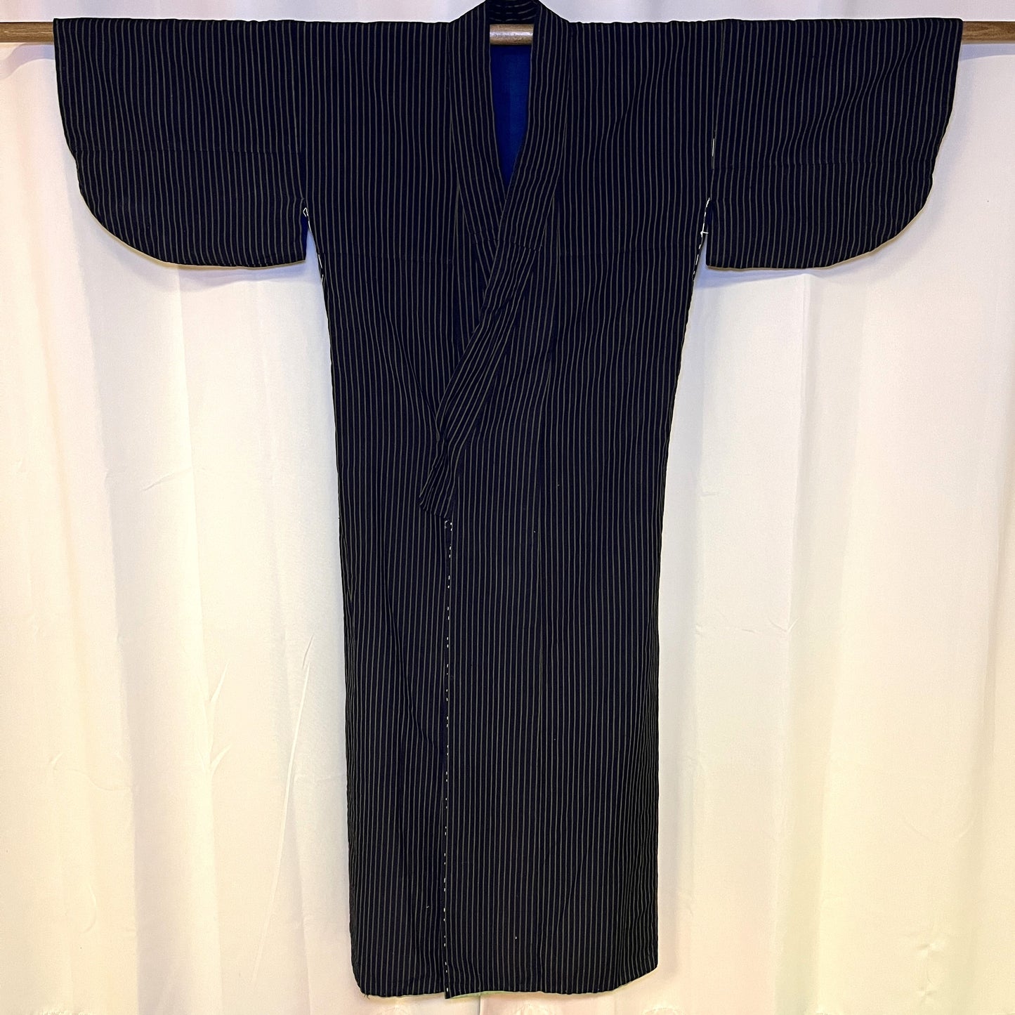 "Olive Stripes" Vintage Indigo Kimono