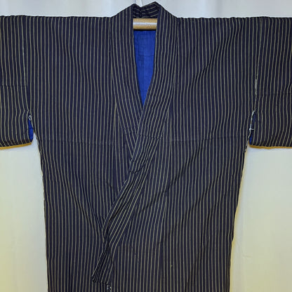 "Olive Stripes" Vintage Indigo Kimono