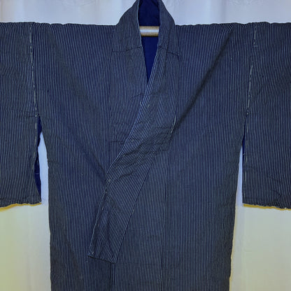 "Avocado Stripes" Vintage Indigo Kimono