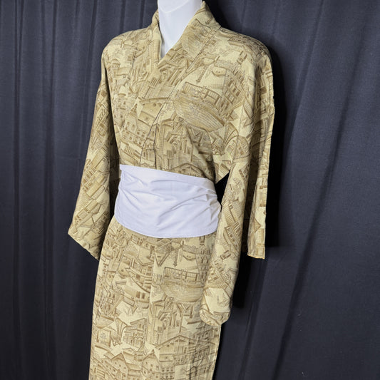 "Architecture" Vintage Kimono