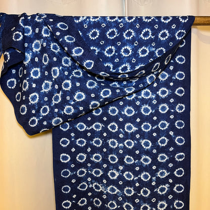 "Shibori Rings" Indigo Scarf