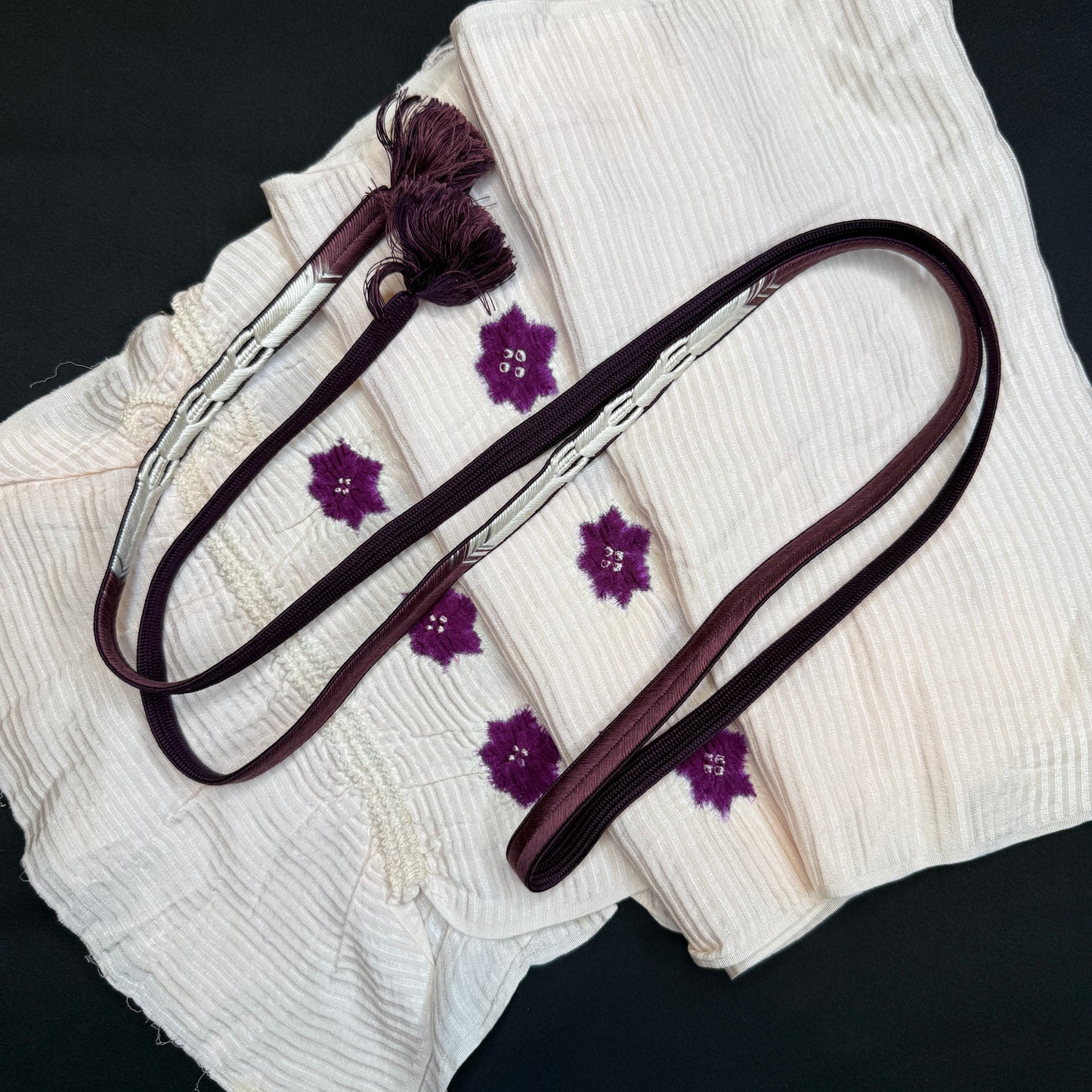 "Purple Blooms" Obiage Obijime Set