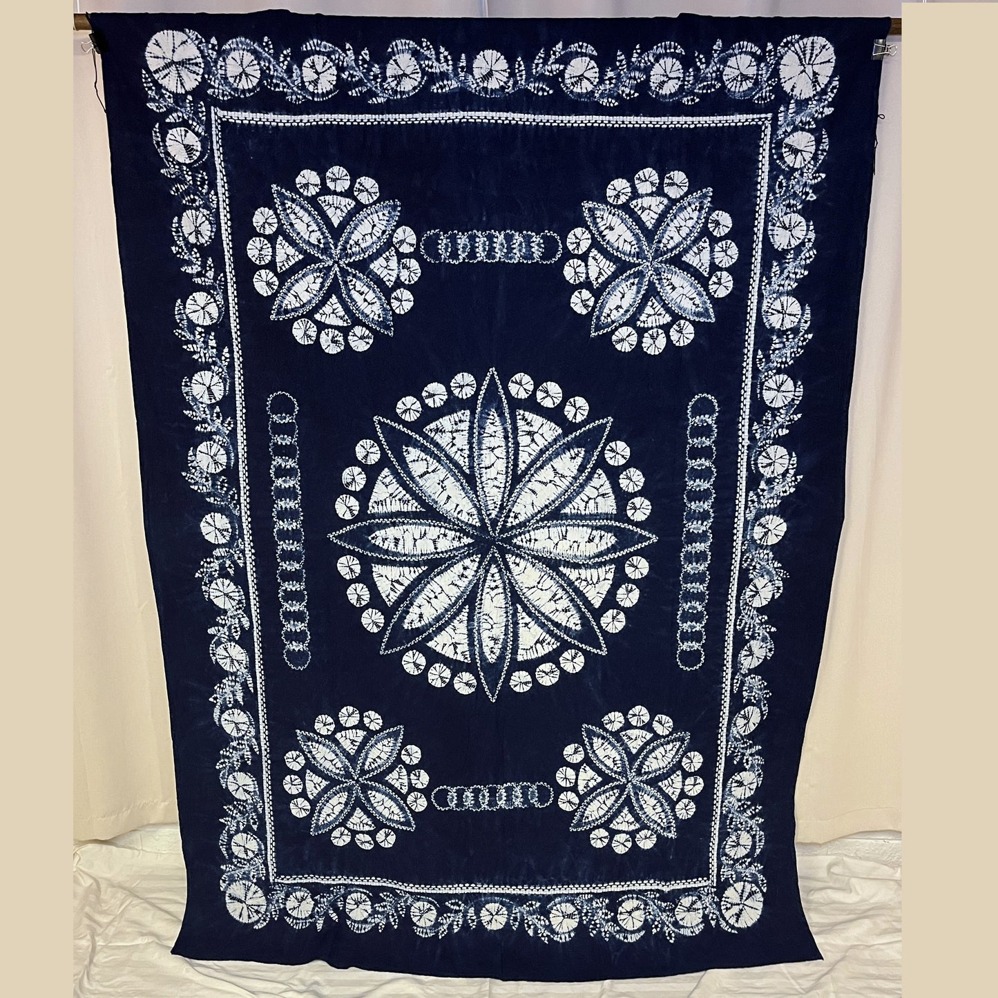 "Circles" Indigo Shibori Tapestry