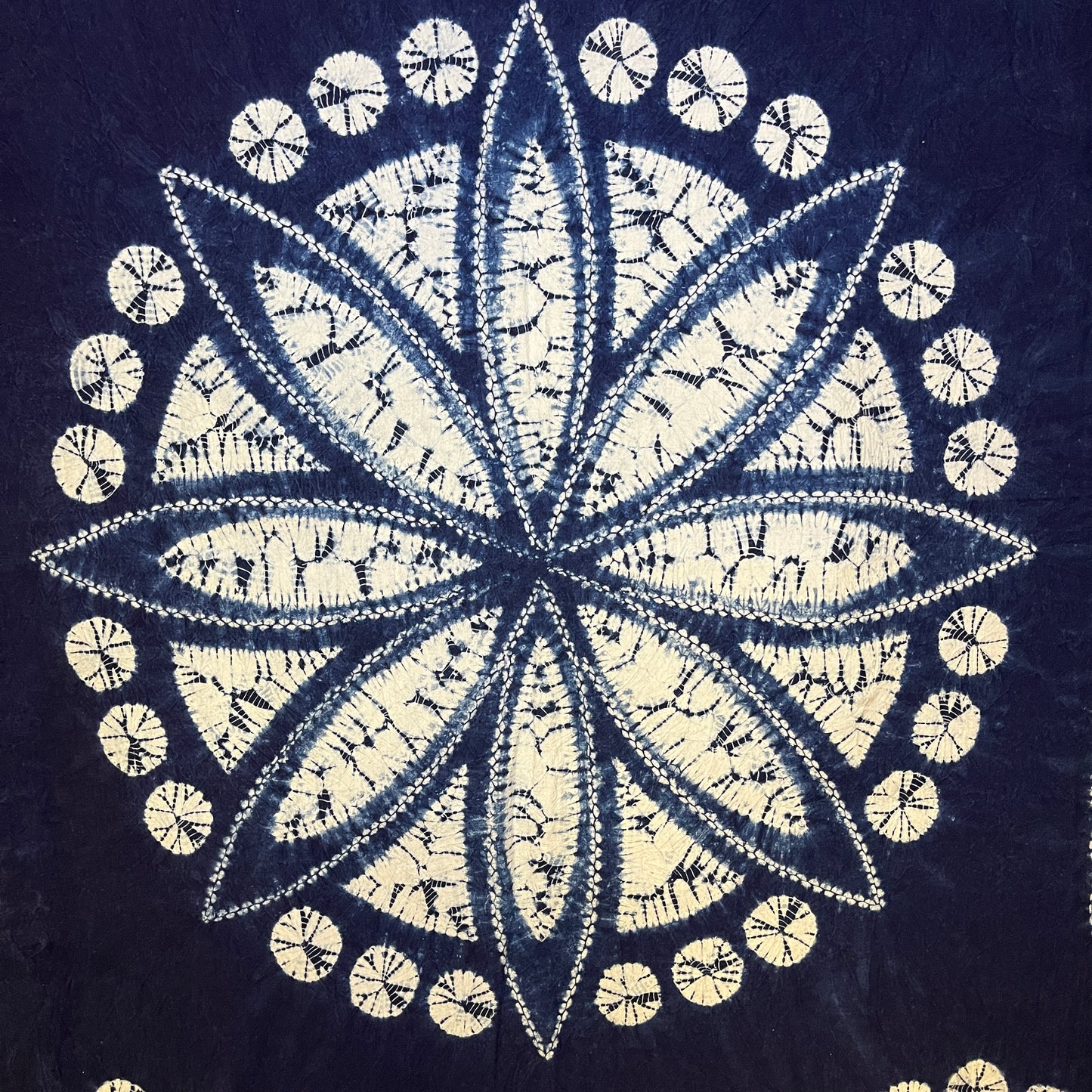 "Circles" Indigo Shibori Tapestry