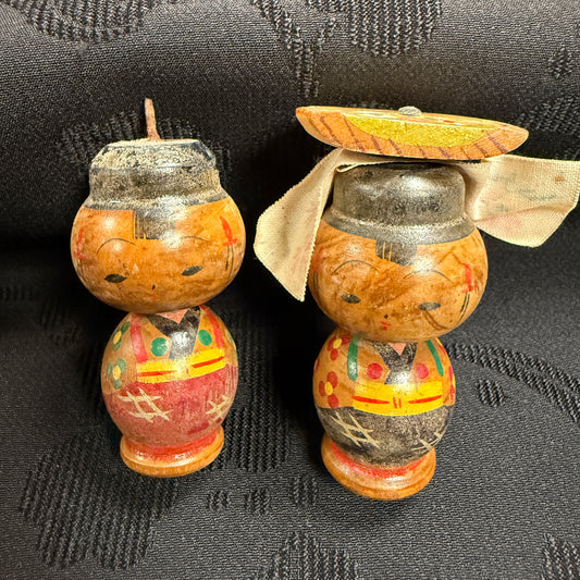 "Rustic Charm" Vintage Kokeshi Doll Pair