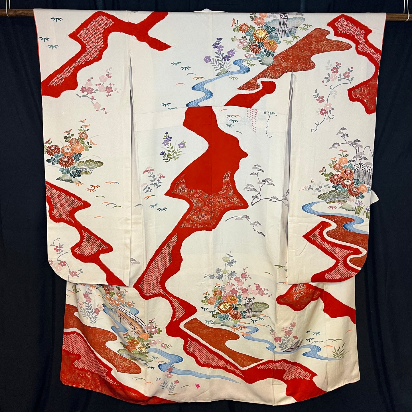 "Red River" Vintage Furisode Kimono