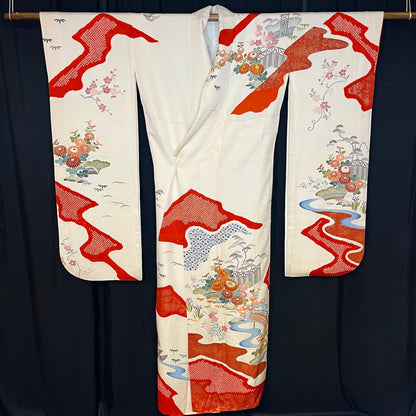 "Red River" Vintage Furisode Kimono