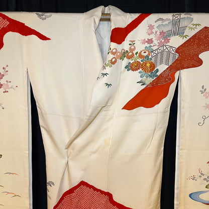 "Red River" Vintage Furisode Kimono