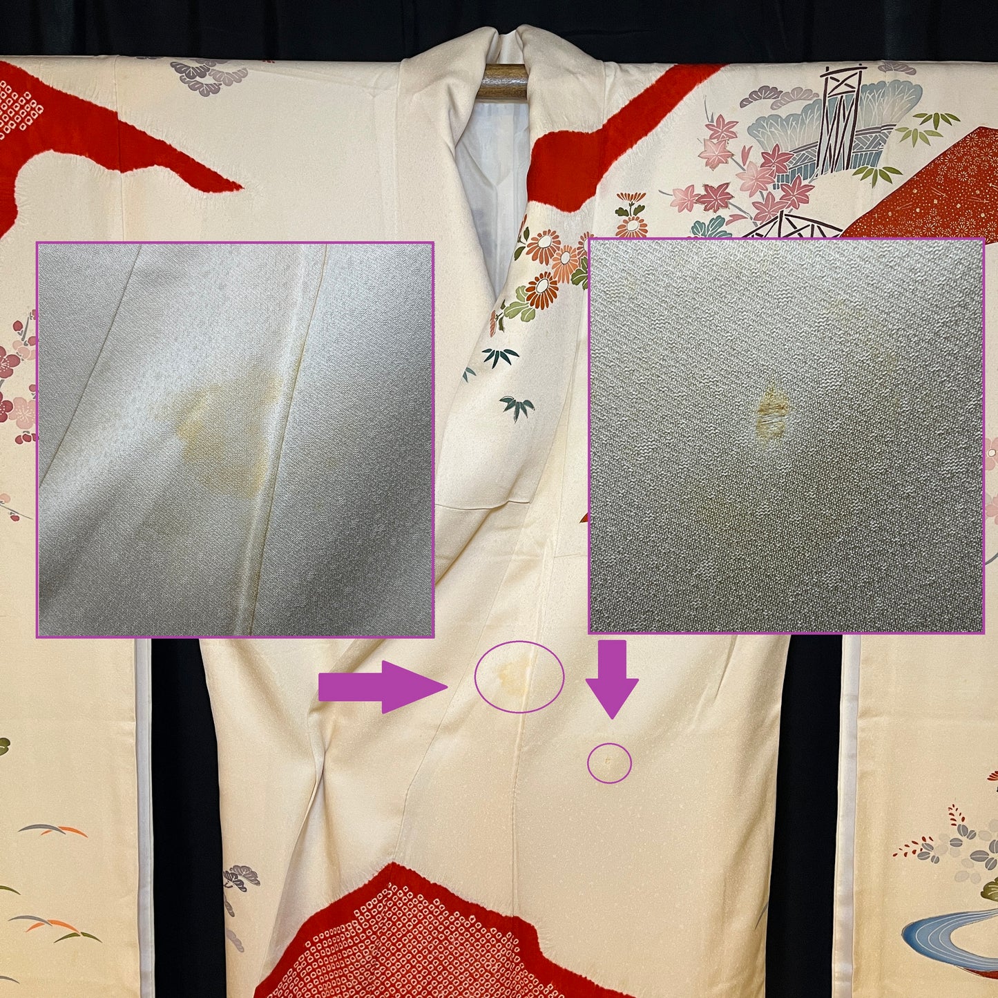 "Red River" Vintage Furisode Kimono