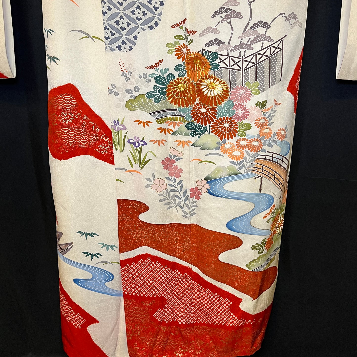 "Red River" Vintage Furisode Kimono