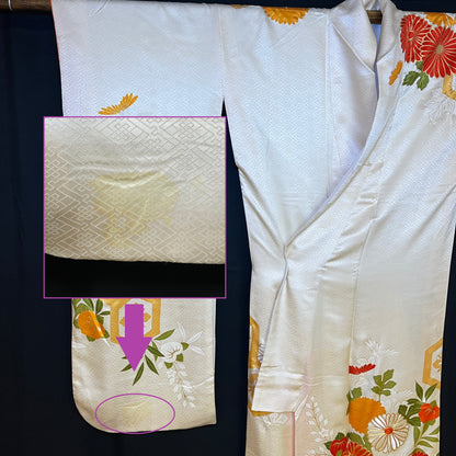 "Tachibana and Mums" Vintage Furisode Kimono