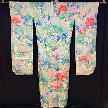 "Silver Yuzen" Vintage Furisode Kimono