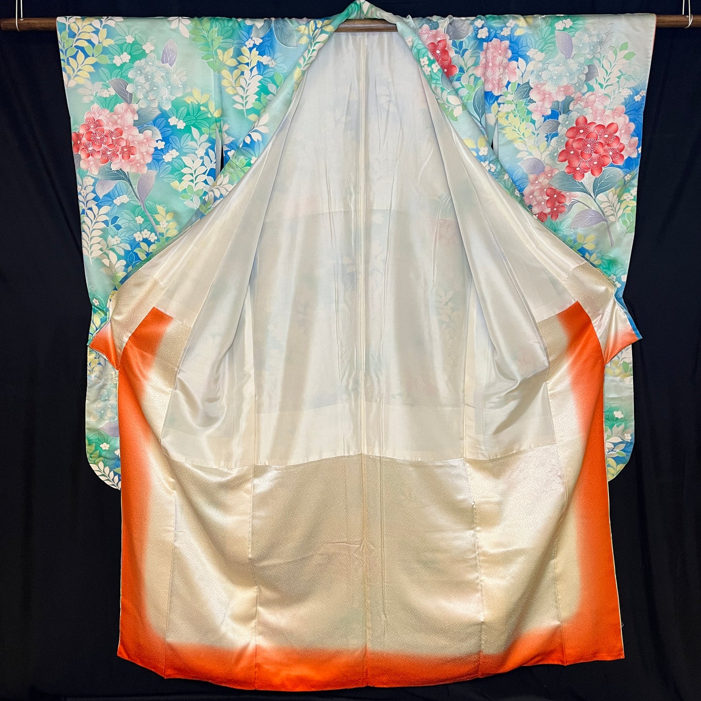 "Silver Yuzen" Vintage Furisode Kimono