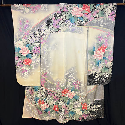 "Floral Embrace" Vintage Furisode Kimono