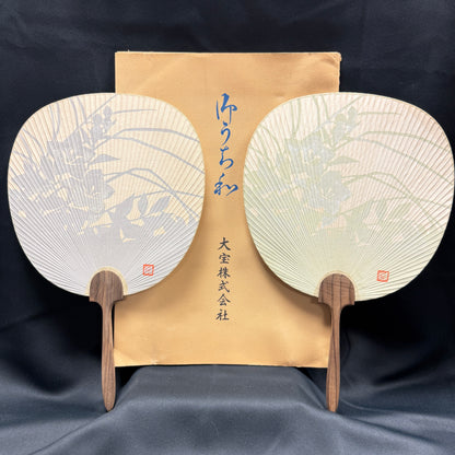 "Silver Bellflowers" Vintage Uchiwa Fan Set