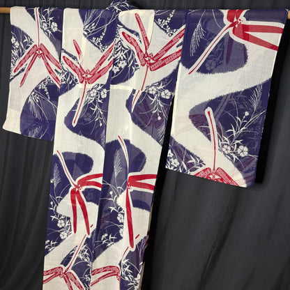 "Evening Dragonflies" Vintage Japanese Yukata