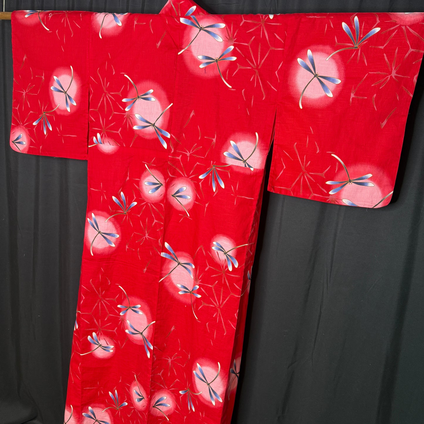 "Crimson Dragonflies" Vintage Japanese Yukata