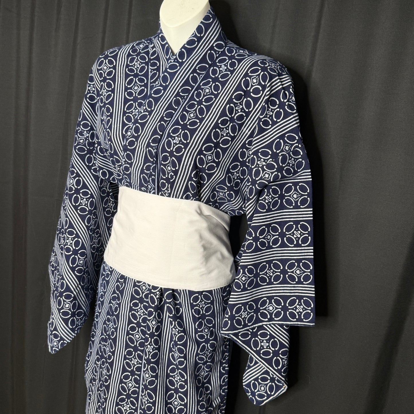 "Indigo and White" Vintage Japanese Yukata