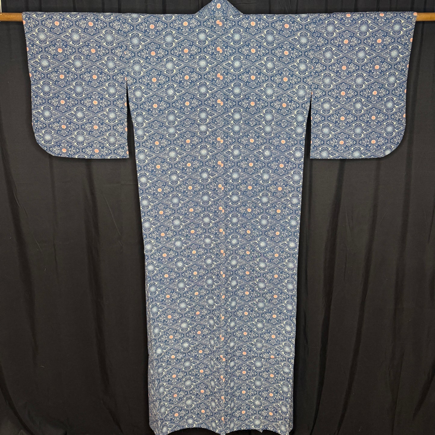 "Pine Lozenge Grid" Vintage Casual Kimono